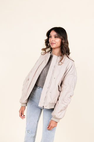 Puffer bomberjacket beige - Pippa