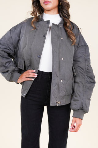 Puffer bomberjacket grijs - Pippa