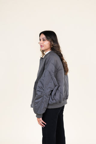 Puffer bomberjacket grijs - Pippa