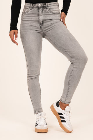 Skinny jeans acid wash grijs - Doris