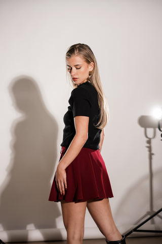 Skort met plooien burgundy - Jeva