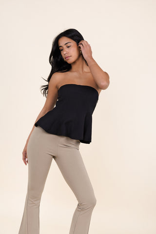 Strapless peplum top zwart - Loulou