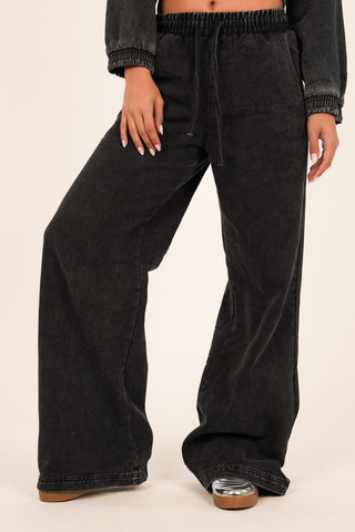 Tall wide leg denim jogger zwart - Dana