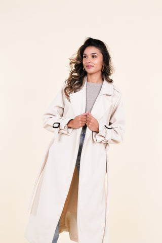 Trenchcoat dames lang beige - Yasmin