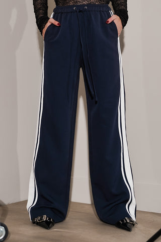 Wide leg striped jogger donker blauw - Yara