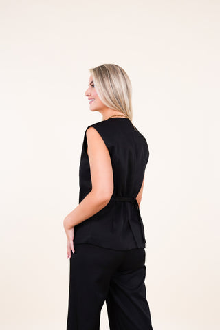 Dames gilet met donkere knopen zwart - Dani