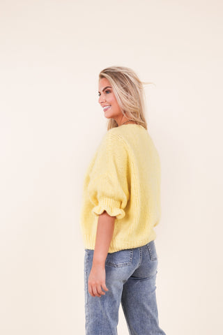 Dames knit met strikdetails geel - Danique