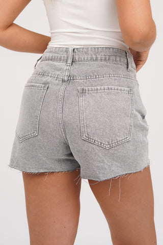 Denim short grijs