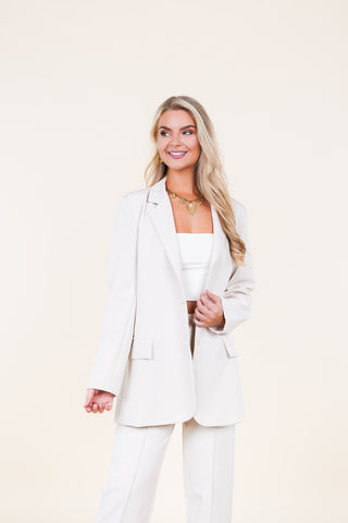 Oversized blazer beige met lange mouwen - Ariane