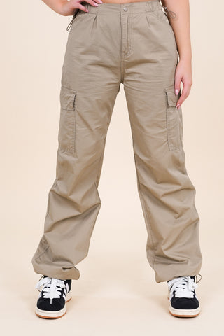 Parachute broek met cargo model khaki