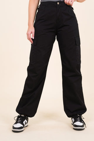 Parachute broek met cargo model zwart