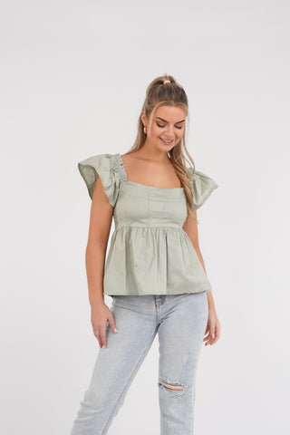 Peplum top mint groen