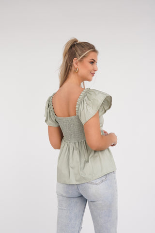 Peplum top mint groen