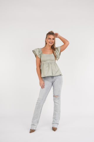 Peplum top mint groen