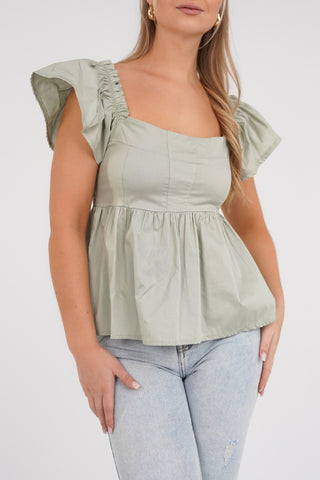 Peplum top mint groen