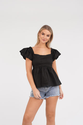 Peplum top zwart