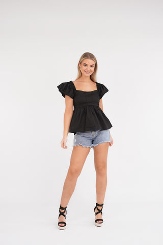 Peplum top zwart