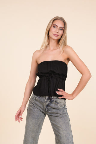 Strapless top met strik detail zwart