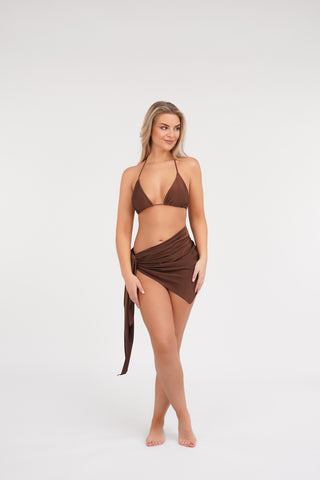 Triangel bikini bruin met brazilian broekje en  cover up