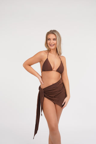 Triangel bikini bruin met brazilian broekje en  cover up