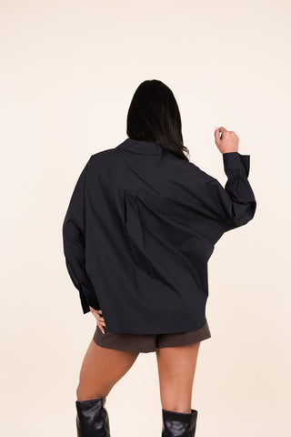 Oversized geplooide blouse zwart - Jaimy